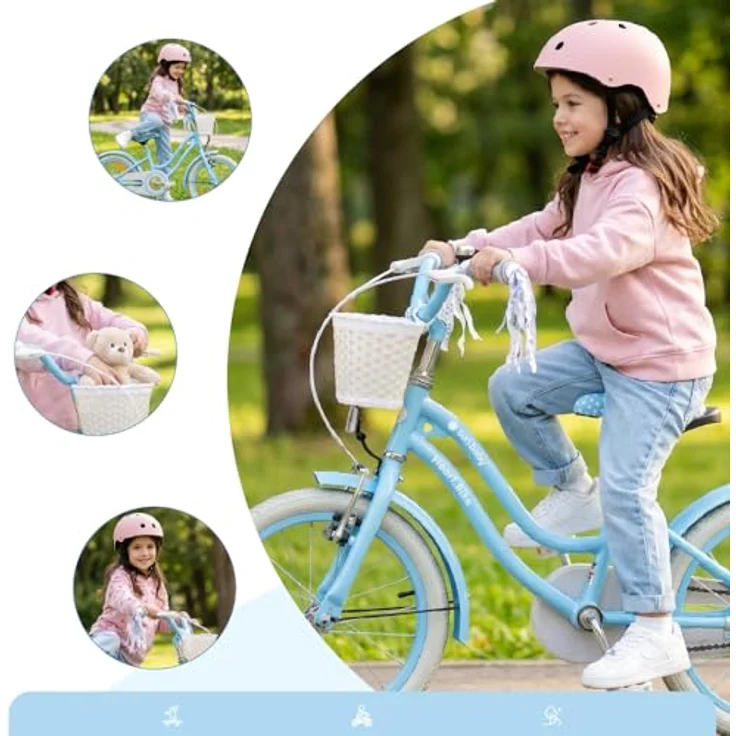 Sun Baby Kinderfahrrad Silver Moon 16 Zoll Mädchenfahrrad mit Stützrädern, Blau – Bild 4