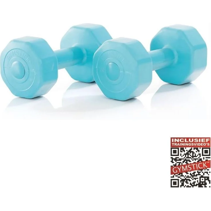 Gymstick Active Vinyl Kurzhantel Set 2 x 3 kg, beschichtete Hanteln für vielseitiges Muskeltraining, Blau