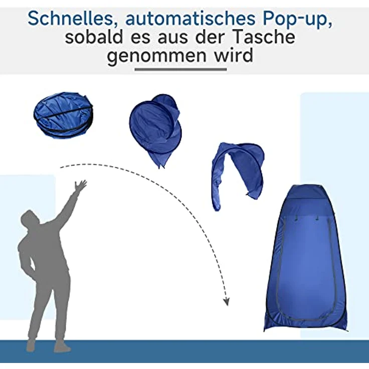 Outsunny Pop-up Toilettenzelt, mobiles Duschzelt mit inneren Ablageflächen, wasserfest, dunkelblau, 120 x 120 x 190 cm – Bild 5