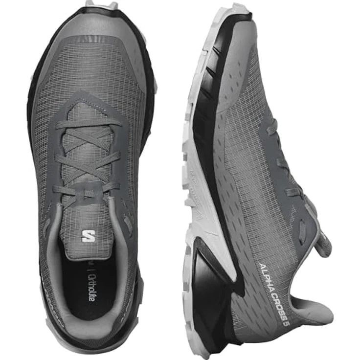 Salomon Alphacross 5, Herren Laufschuhe mit Mesh-Obermaterial, Contagrip Sohle, grau, Größe 46 – Bild 5