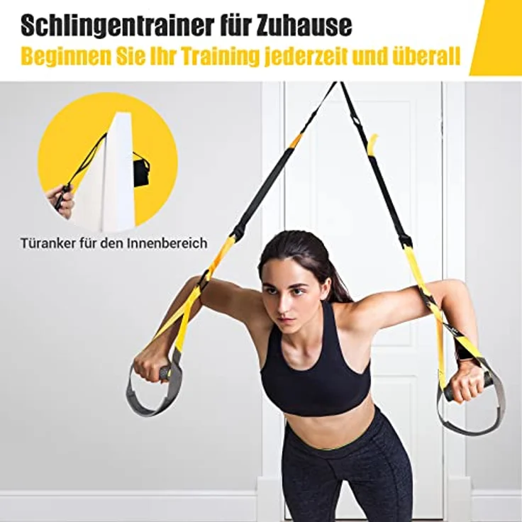 Schlingentrainer, Sling Trainer für EIN Ganzkörpertraining, Schlingentrainer für zuhause mit Großem Griff Türankerbefestigung Tragtasche, Übungsanleitung for Homegym – Bild 5