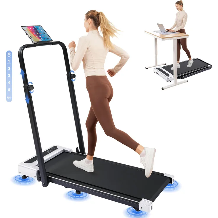 GTPLAYER Walking Pad, klappbares Laufband für Zuhause mit LED-Anzeige, Fernbedienung, höhenverstellbaren Armlehnen, leisem Motor (1-6 km/h), 2.5 PS