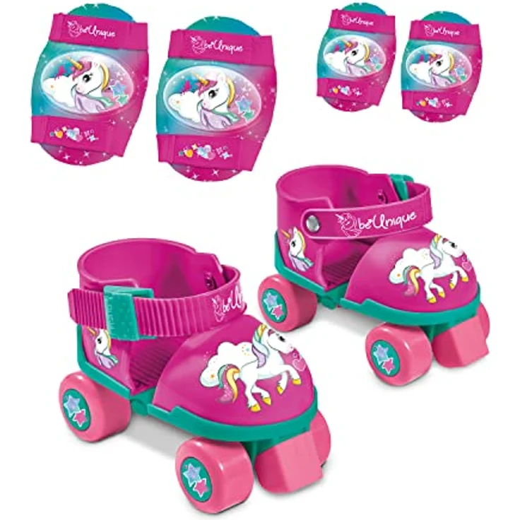 Mondo Einhorn Rollschuhe, verstellbar von Grösse 22 bis 29, mit Ellenbogen- und Knieschützer – Bild 2