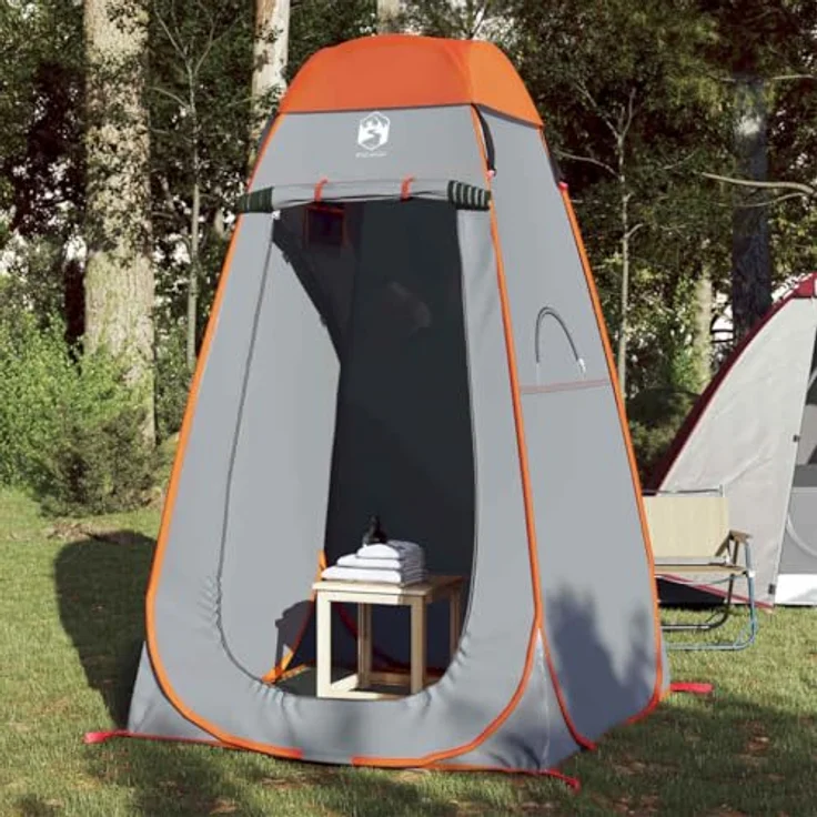 vidaXL Umkleidezelt, Pop-Up, wasserdicht, grau-orange, 2,20 kg, mit abnehmbarem Überzelt und Tragetasche – Bild 2