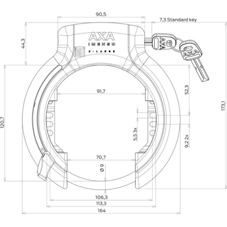 AXA Imenso/ULC 130, Veloschloss mit gehärtetem Stahlbügel, Anti-Bohr-Zylinder und praktischer Satteltasche für flexible Montage – Bild 3