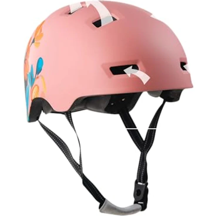 Crazy Safety Rampage Flower, Velohelm für Kinder, 54 - 57 cm, leicht, robust, mit Belüftungssystem, verstellbarem Kinnriemen und farbenfrohem Design – Bild 3