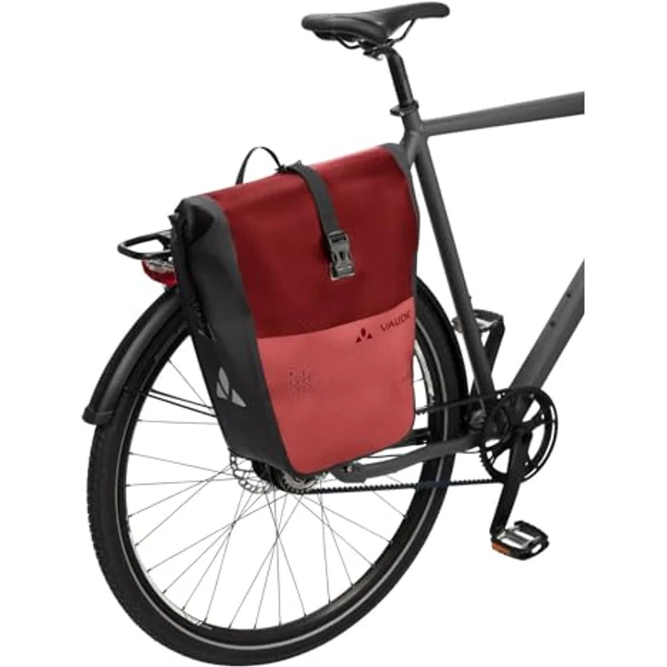 VAUDE Aqua Back Color Single (Rec) Fahrradtasche für Gepäckträger, 24 L, wasserdicht, rot/rot, einfache Befestigung, Made in Germany – Bild 5