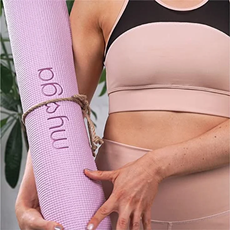 Myga Einsteiger-Yogamatte, rutschfest & leicht zu tragen, 4 mm dick, 173 cm x 61 cm, Flieder – Bild 4