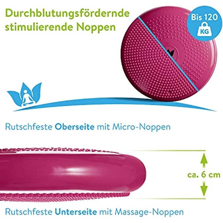 ZenOne Sports Balancekissen, orthopädisches Sitzkissen, Balance Board, Noppenkissen für aufrechte Haltung, Fitness-, Reha-, Balance- & Krafttraining, inkl. Pumpe, E-Book & Workout-Guide & -Video – Bild 2