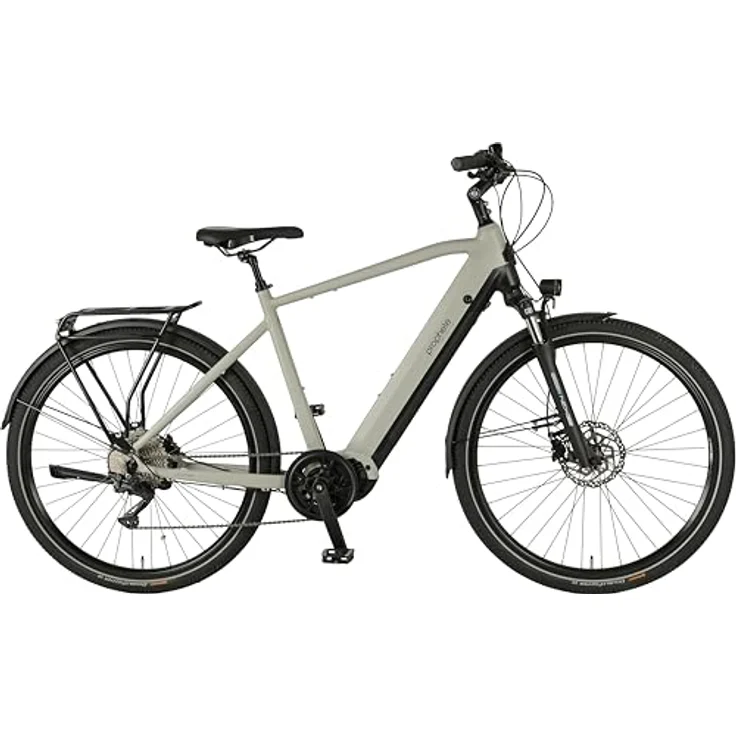 Prophete Entdecker 5.0 E-Bike, 28" Trekkingrad mit AEG SportDrive II Mittelmotor 250 W, 48 V/800 Wh Akku bis 220 km Reichweite, Deore 10-Gang, hydraulische Scheibenbremsen, grau, RH 54 cm – Bild 1