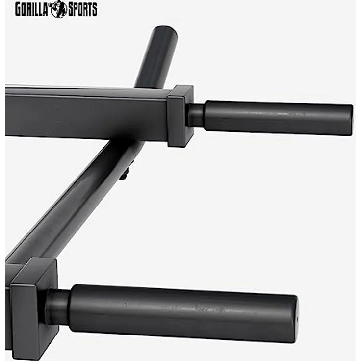 GORILLA SPORTS® Klimmzugstange - Wandmontage, mit 5 rutschfeste Griffe, bis 350 kg Belastbar, aus Stahl, inkl. Montageanleitung und Schrauben, Schwarz/Weiß - Pull Up Bar, Klimmzug Stange, Dip Bar – Bild 4