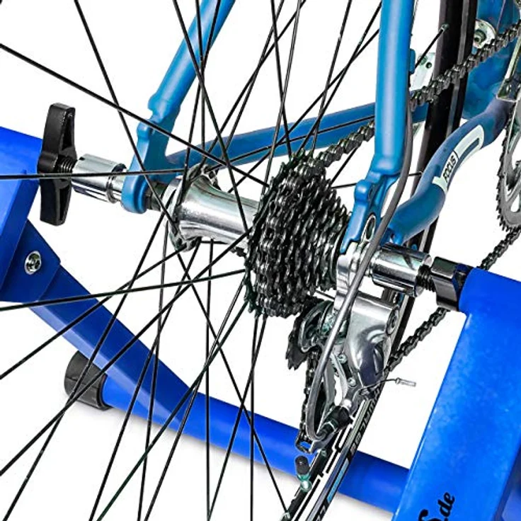 Relaxdays Rollentrainer, 6-Gang Schaltung für 26-28 Zoll Fahrräder, belastbar bis 120 kg, blau, stabile Stahlkonstruktion – Bild 5