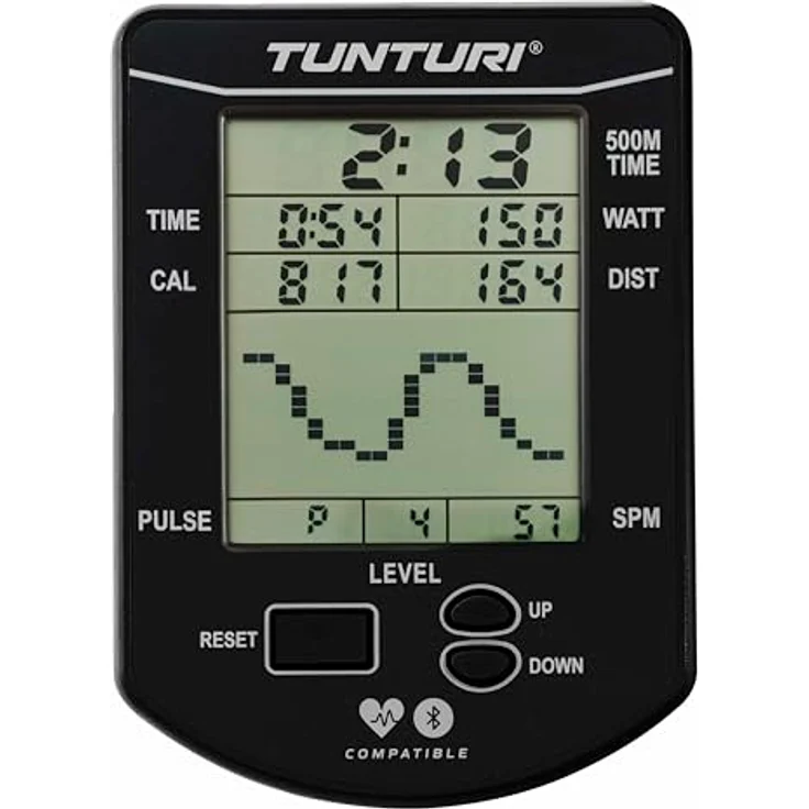 Tunturi Platinum RW30 Rudertrainer - Rudergerät mit XL-Wasserbehälter und 10 Widerstandsstufen - Bluetooth-Monitor - Premium-ergonomischer Griff - Doppelschienensystem - Stahl- und Aluminiumrahmen – Bild 2