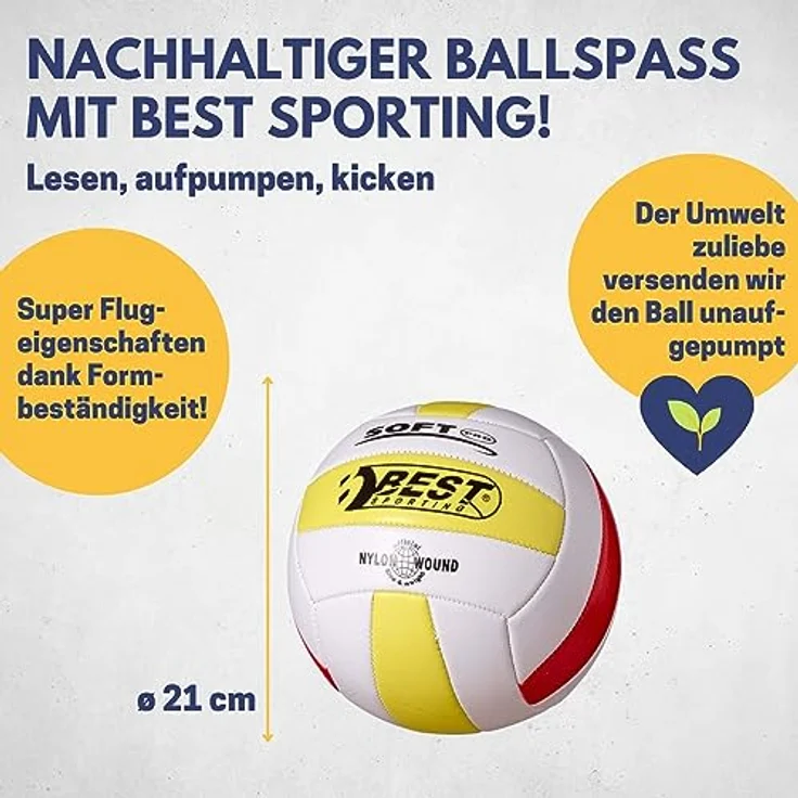 Best Sporting Volleyball Soft Pro Größe 5, weiß/gelb/rot – Bild 5