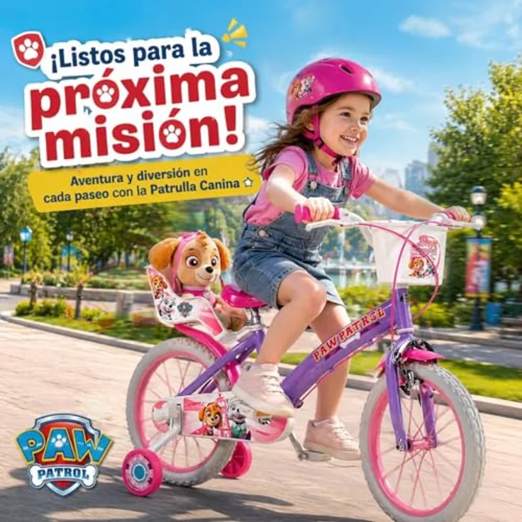 Toimsa Paw Patrol Kindervelo, 16 Zoll Kinderfahrrad in lila mit Korb, Stützrädern und robustem Kettenschutz – Bild 4