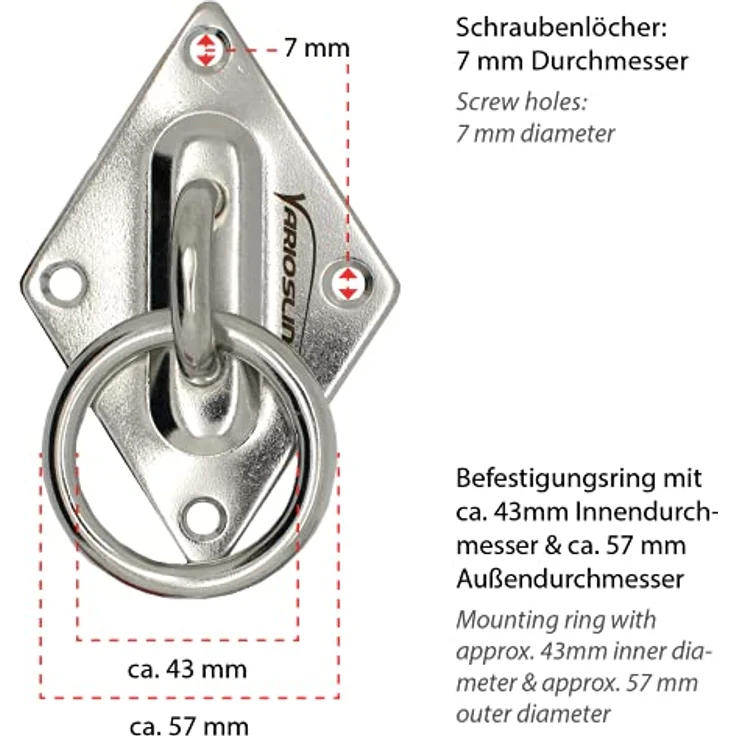 Variosling Robuste Edelstahlhalterung Sling Trainer Box-Sack, Hängematten turnringe Schlingentrainer und vieles mehr (exkl. Schrauben+Dübel) - Preisvergleich – Bild 2