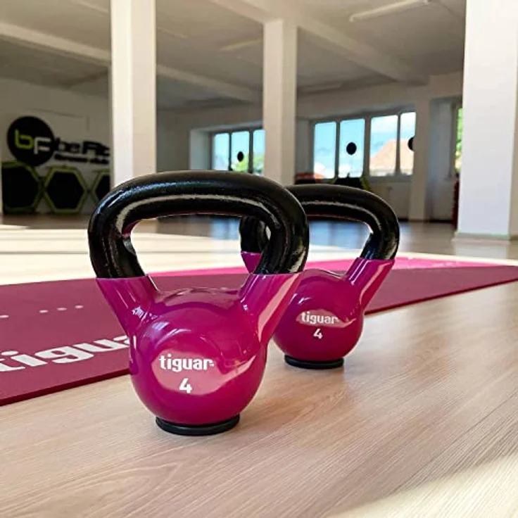 tiguar Kettlebell 4 kg lila, ergonomische Fitnessgewichte für Krafttraining und Home Fitness – Bild 3