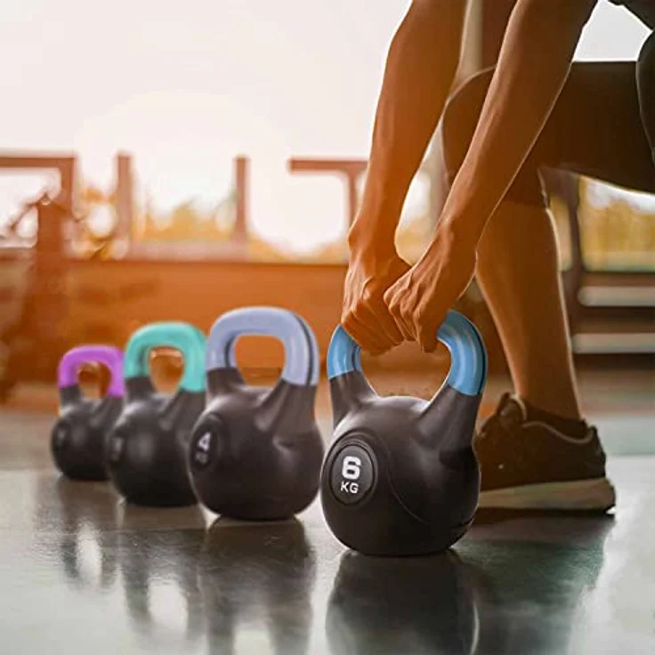 Body & Mind® Kettlebell Kugelhantel 2-20 kg - Workout Gewicht-Hantel für Kraft-Training - Profi Fitness Schwunghantel aus Kunststoff (b - 3 kg) – Bild 5