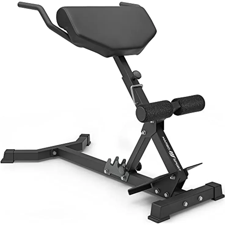 Marbo Sport Rückenstrecker/Hyperextension MS-L108 2.0 Verstellbarer Rückenlehnenwinkel, Sicherheitspodeste, Verstärkte Polster, stabile langlebige Konstruktion, MADE IN EU, Schwarz