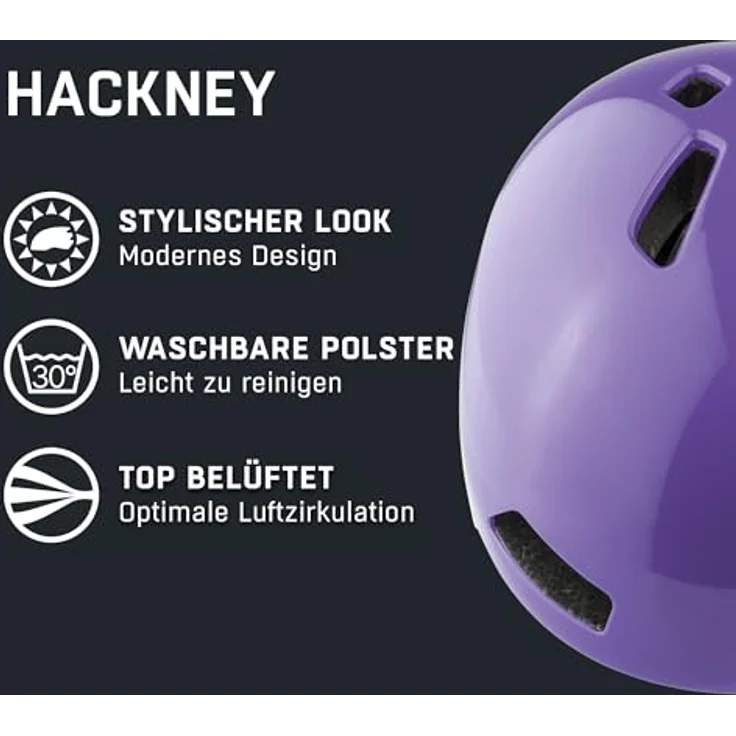 ALPINA Hackney, Leichter und Bruchfester Fahrradhelm für Kinder, Optimal Klimatisiert mit Nachrüstbarem LED, Purple Gloss, M (51-56 cm) – Bild 2