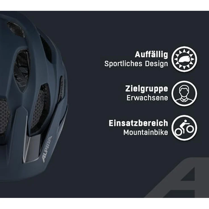ALPINA Carapax 2.0 MTB-Fahrradhelm, komfortables Run System Ergo Flex, Navy Smoke Blue, 52-57 cm – Bild 3