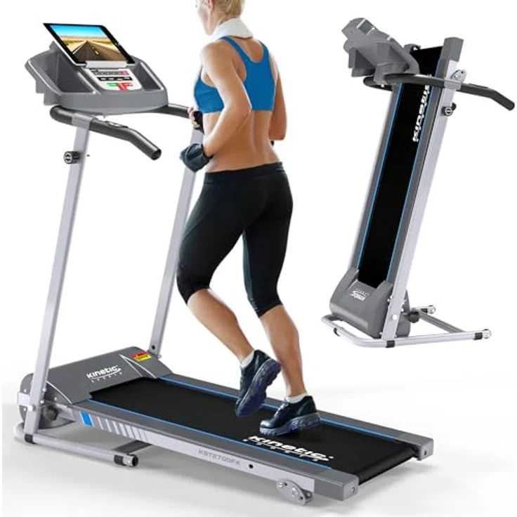 KINETIC SPORTS Laufband für zuhause KST2700FX klappbar - mit Tablethalterung, leiser 750 Watt Elektromotor, 12+1 Programme, LCD Display, GEH- und Lauftraining, stufenlos bis 10 km/h, bis 120 kg – Bild 1