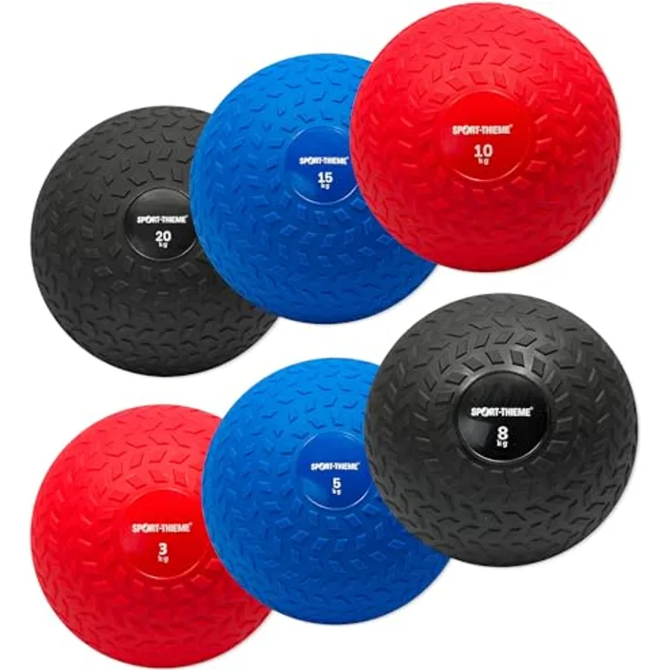 Sport-Thieme Slam-Ball | Gewichtsball mit Stahlsand-Füllung und strukturierter Gummi-Oberfläche | 3-20 kg in Rot, Blau und Schwarz | Ø 23-28 cm