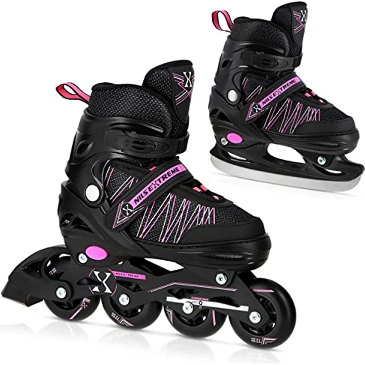 Nils Extreme NH11912 Und Rosa 2In1 Gr.m(35-38) Schlittschuhe - Inliner Combo, ABEC9 Lager, Aluminium Schiene, 4-fach größenverstellbar, Pink – Bild 1