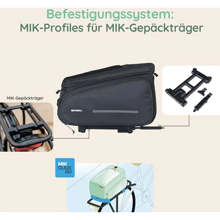 Basil Gepäckträgertasche Move MIK, wasserabweisend, erweiterbar, 10-26 Liter, schwarz – Bild 7