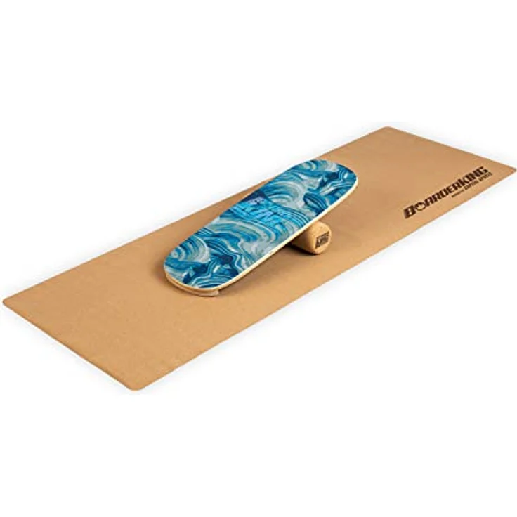 BoarderKING Indoorboard - Balance Board für Indoor-Surfen und Skaten, Gleichgewichtsboard für NeuroMuscular Response Training, inkl. Schutzmatte, 100 mm x 40 cm (Ø x L), Wellen – Bild 1