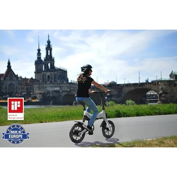 SachsenRAD E-Folding Race Bike F12, IF Design Gewinner, magnesiumleichter Rahmen 19 kg, Elektrofahrrad mit 2-stufiger Teleskopsattelstütze, klappbar, StVZO-zugelassen, weiß – Bild 2