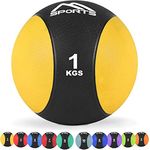 MSPORTS Medizinball 1 kg – Professionelle Studio-Qualität inkl. Übungsposter Gymnastikbälle