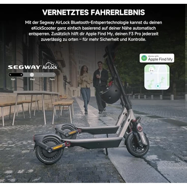 ninebot by Segway E-Scooter F3 Pro D, 500 W, 20 km/h, Eco Modus Reichweite 70 km, 10-Zoll Reifen, IPX6, Schwarz – Bild 9