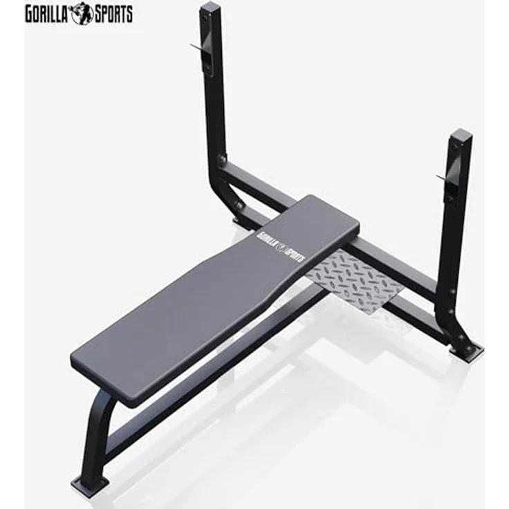 GORILLA SPORTS® Hantelbank mit Ablage, bis 250 kg, rutschfeste Gummifüße, Flachbank für Bankdrücken und Oberkörpertraining – Bild 5