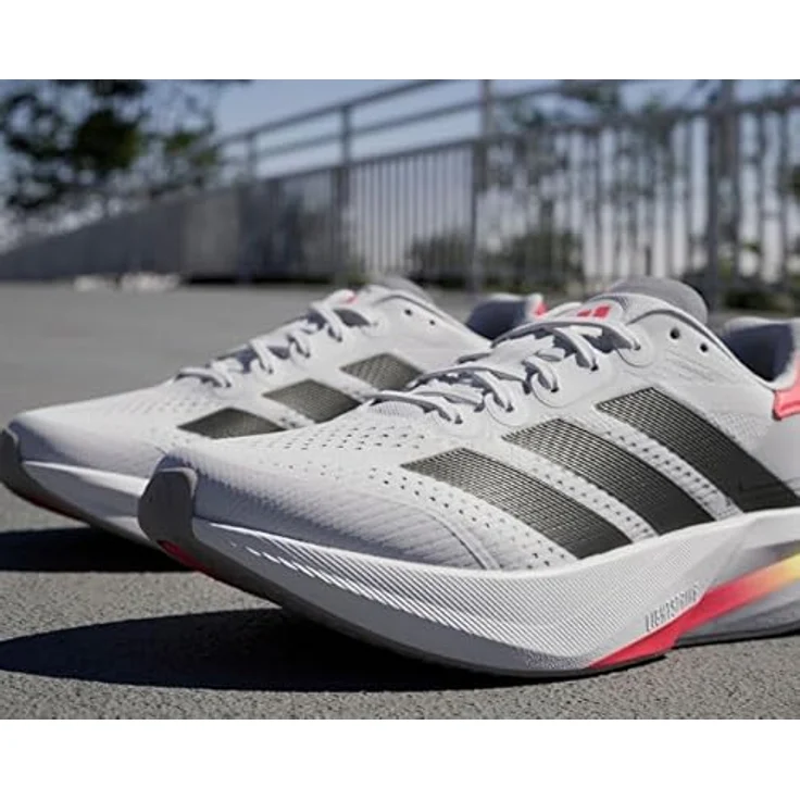 adidas Duramo Speed 2, Laufschuhe mit Lightstrike-Dämpfung und atmungsaktivem Mesh-Obermaterial, Weiss, Größe 41 1/3 – Bild 2