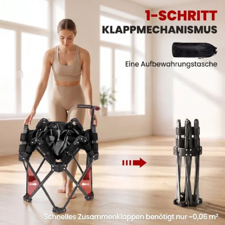SPORTNOW Fitnesstrampolin Mini Trampolin, leises Trampolin mit Schnellfaltmechanismus, Ø 104 cm, 120 kg Belastbarkeit, für Indoor und Outdoor – Bild 3