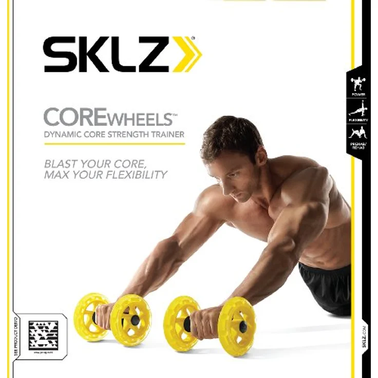 SKLZ COREWheels Dynamischer Kraft & Bauchtrainer, Workout Räder, Mit Ergonomischen Schaumstoffgriffen, Gelb/Schwarz – Bild 3