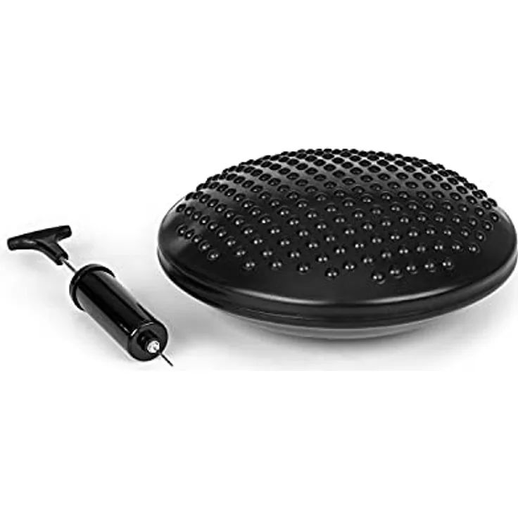 BoarderKING Balancekissen für das Indoorboard inkl. Pumpe, Fitness Rückentraining Ballsitzkissen Gleichgewichtskissen Balancetrainer Luftkissen Sitzkissen, Zubehör, 30 x 5 cm (ØxH) schwarz