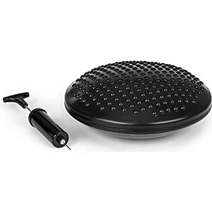 BoarderKING Balancekissen für das Indoorboard inkl. Pumpe, Fitness Rückentraining Ballsitzkissen Gleichgewichtskissen Balancetrainer Luftkissen Sitzkissen, Zubehör, 30 x 5 cm (ØxH) schwarz – Bild 1