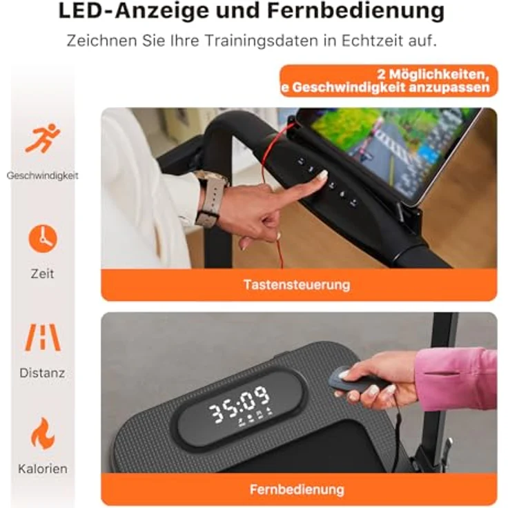 Mobvoi Home Laufband SE, 3-in-1-Klapplaufband, elektrisches Laufband, 2,5 PS, kompakt tragbar unter dem Schreibtisch, 12 km/h, Fernbedienung, LED-Anzeige, platzsparend, für Zuhause und Büro, 120 kg – Bild 2