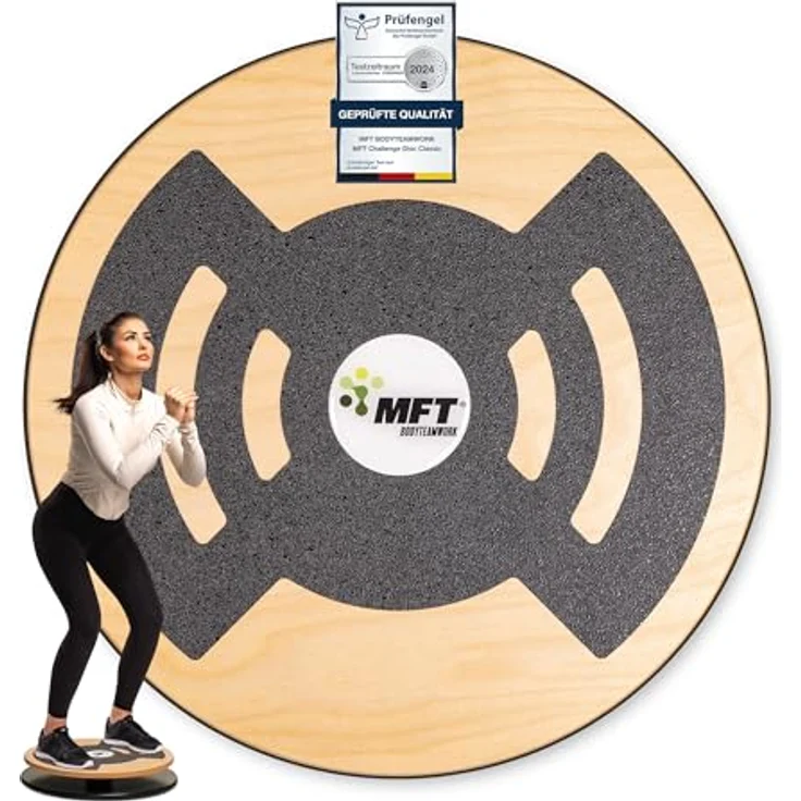 MFT Bodyteamwork MFT Challenge Disc Classic (Nature), Balancegerät zur Verbesserung von Gleichgewicht, Stabilität und Koordination, aus hochwertigem Holz mit rutschfestem Belag, bis 120 kg Belastbarkeit – Bild 1