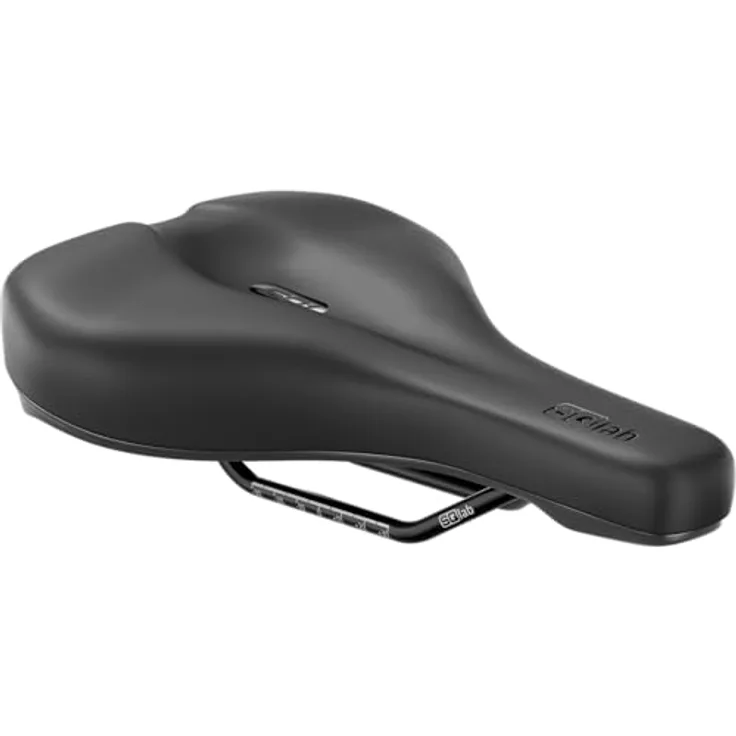 SQlab Sattel 601 Ergolux 2.0, Trekking & City Fahrradsattel mit 16 cm Breite, Druckentlastung und hohe Belastbarkeit bis 130 kg, Schwarz