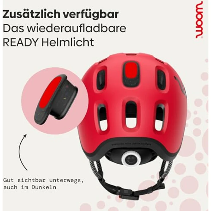 WOOM READY Kinder Fahrrad Helm, rot, S (50-53 cm), für sichere Abenteuer, hohe Sichtbarkeit, praktischer Magnetverschluss – Bild 9