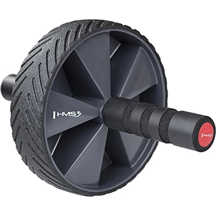 HMS Bauchtrainer Fitnessrolle Einzelrad Bauchroller, Schwarz, für Heimtraining und Krafttraining