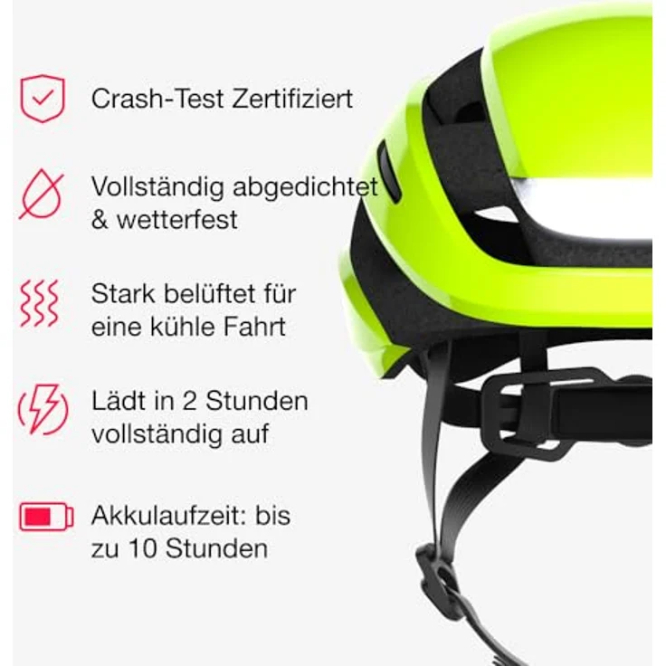 Lumen Labs Lumos Ultra Mips Fahrradhelm, Lime Green S, integrierte Blinker und Beleuchtung, leicht mit 370 g, USB-C Aufladung – Bild 5