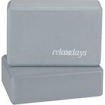 Relaxdays Yogablock im 2er Set, Yoga-Klötze für Yoga-Übungen, Hartschaum, rutschfest, Yoga-Würfel HBT: 8x23x15 cm, grau