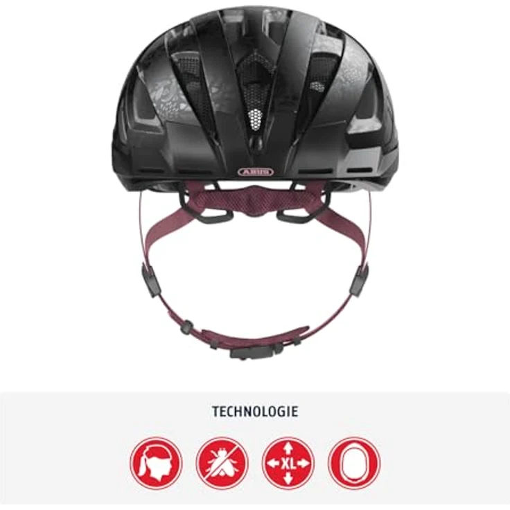 Abus Urban I 3. 0 Fahrradhelm - Blumenmuster/Schwarz 52 - 58 cm – Bild 3