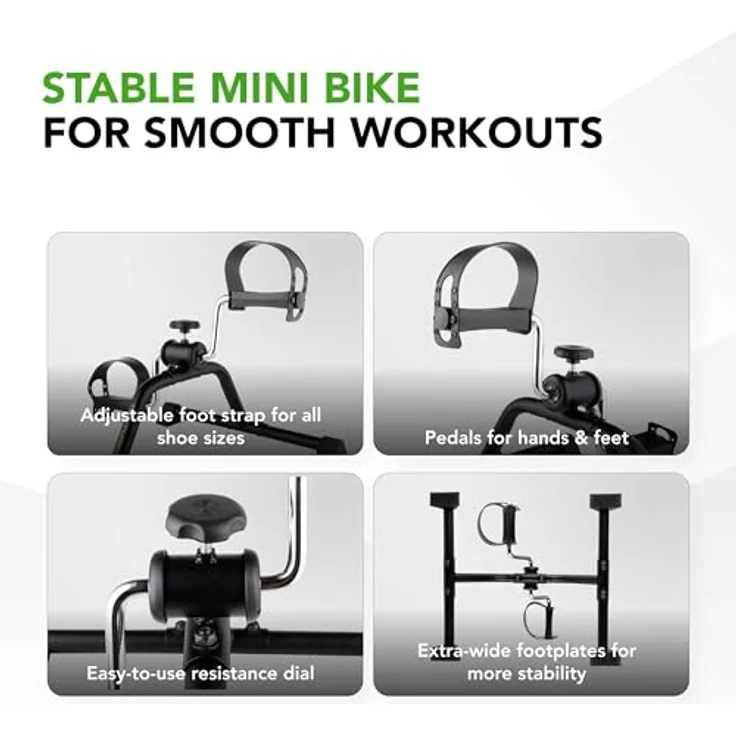 Tunturi Mini Bike Basic, Pedaltrainer für Arme und Beine, verstellbarer Widerstand, kompakt und leise, schwarz – Bild 4