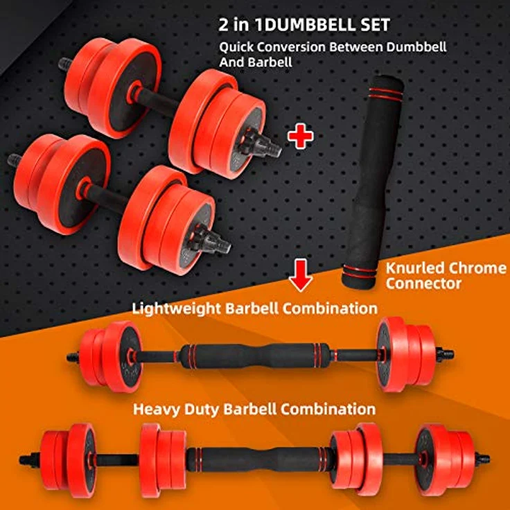 CCLIFE Eisen Hanteln Set Multifunktional verstellbar mit Verbindungsstahlrohr Kurzhanteln Langhanteln Hantelset professionell Dumbbell Gewichten – Bild 2