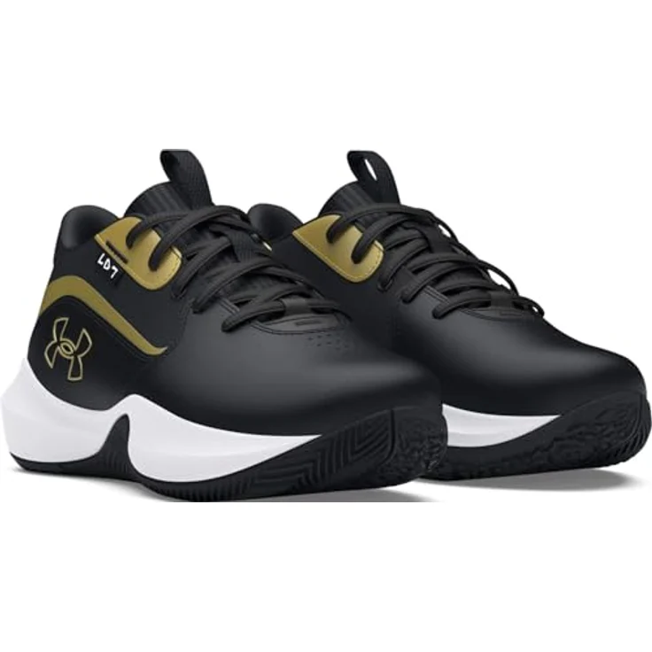 Under Armour Ua Ps Lockdown 7, Laufschuhe für Kinder mit optimalem Halt, atmungsaktivem Obermaterial und strapazierfähiger Gummisohle, schwarz, Größe: 2b – Bild 4